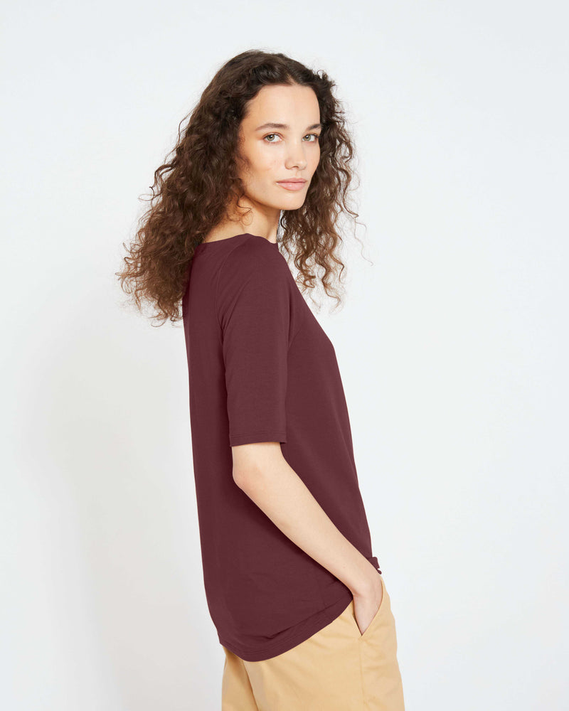 Bella Boatneck Tee - Black Cherry