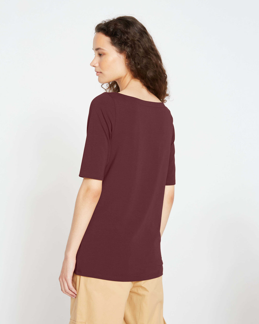 Bella Boatneck Tee - Black Cherry