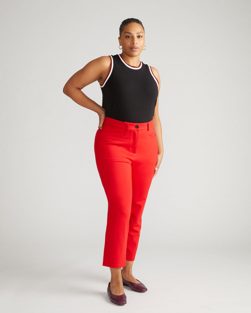 Cigarette Ponte Pants - Vermilion Red