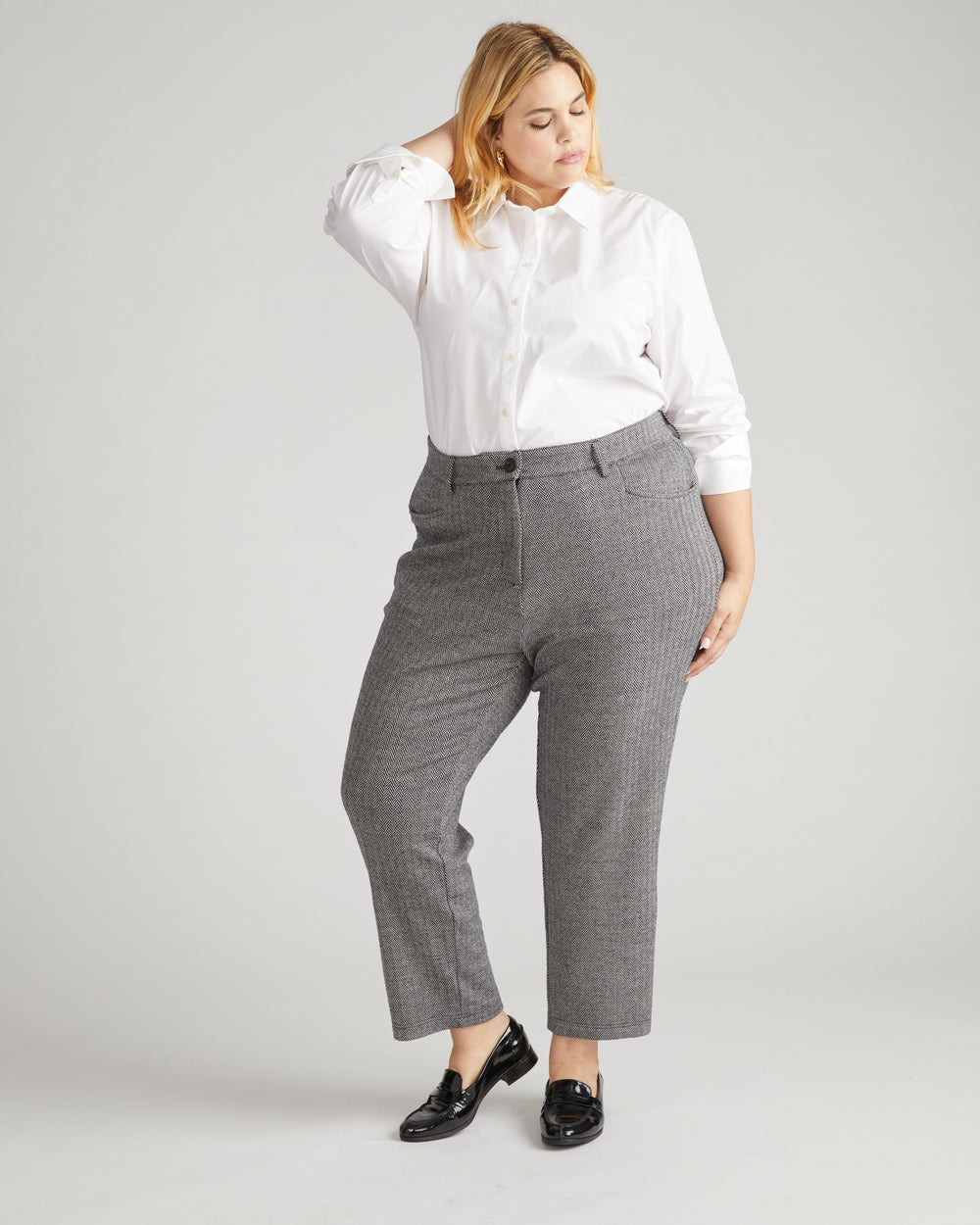 Cigarette Ponte Pants - Herringbone Tweed