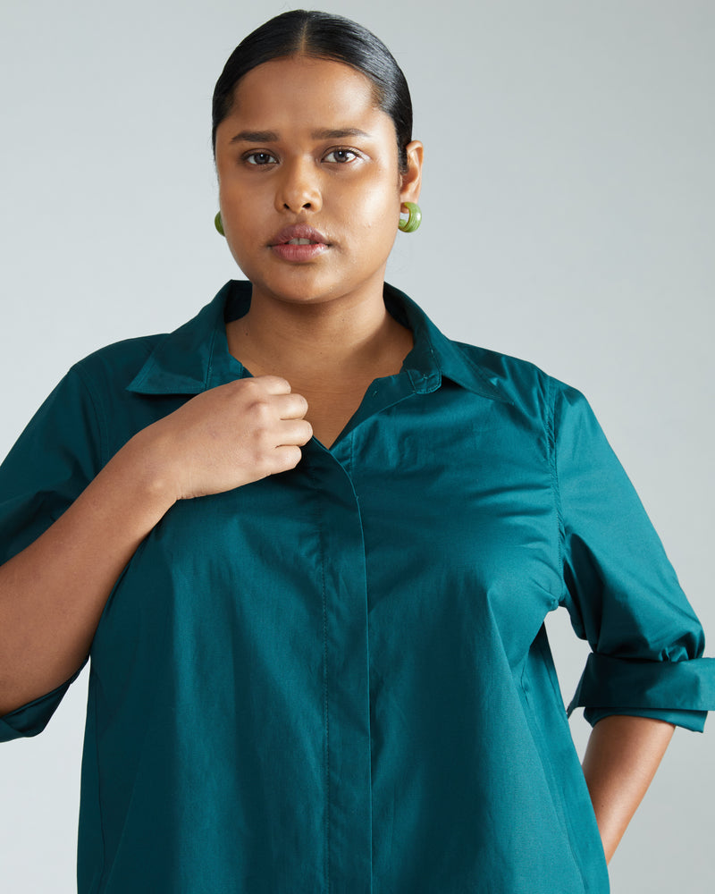 Elbe Stretch Poplin Shirt Classic Fit - Forest Green