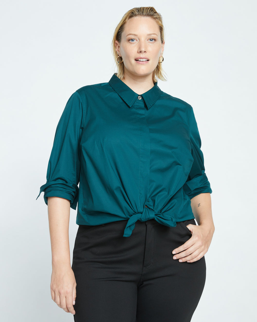 Elbe Stretch Poplin Shirt Classic Fit - Forest Green