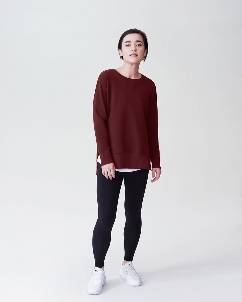 Fiona Side Slit Sweatshirt - Black Cherry