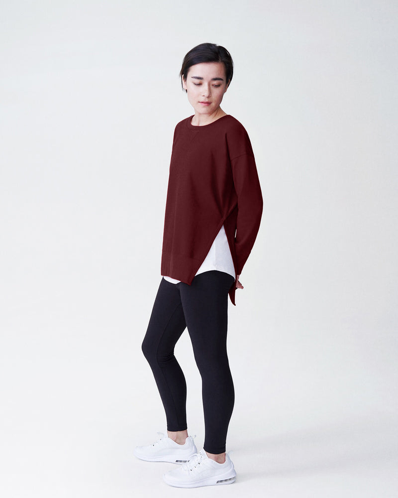 Fiona Side Slit Sweatshirt - Black Cherry