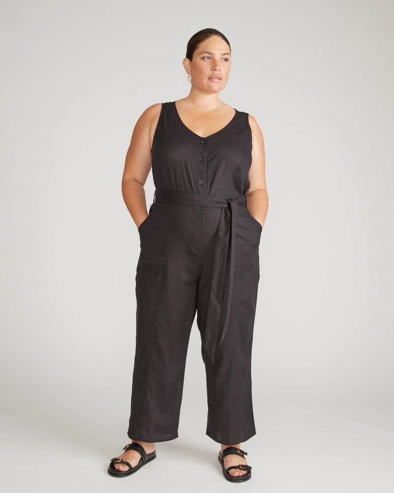 Matilda Linen Jumpsuit - Black