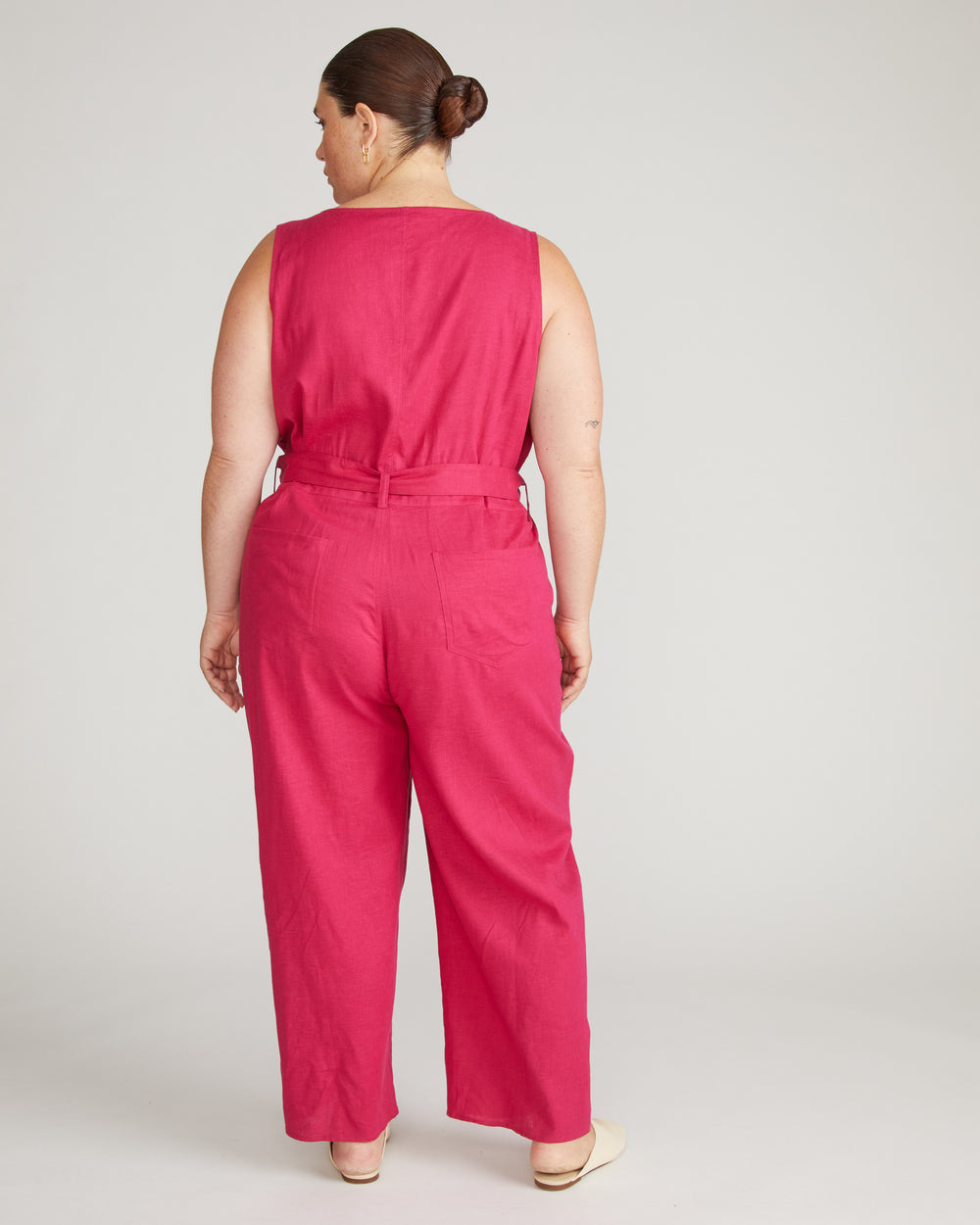 Matilda Linen Jumpsuit - Cerise