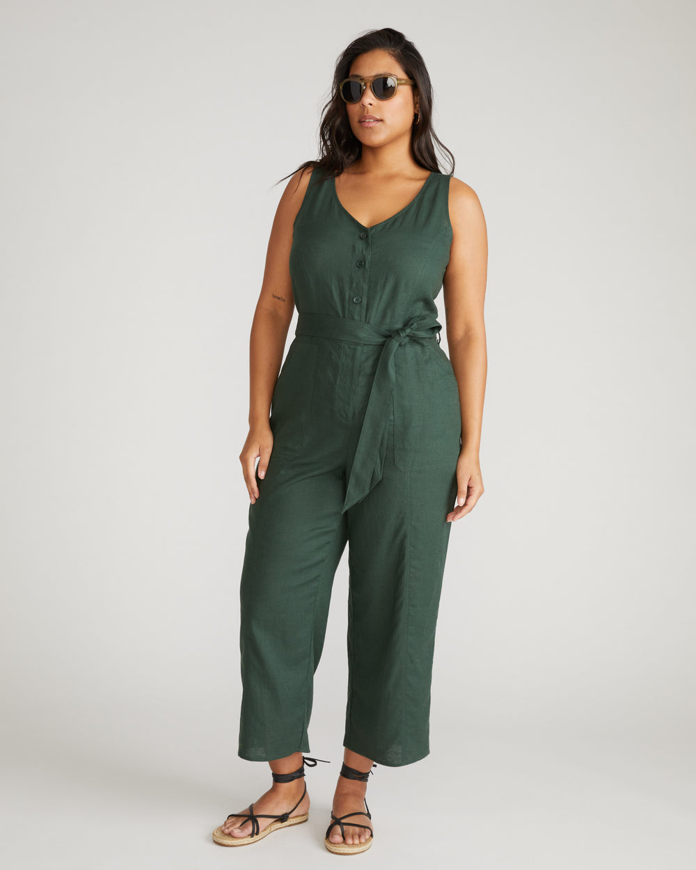 Matilda Linen Jumpsuit - Luscious Green