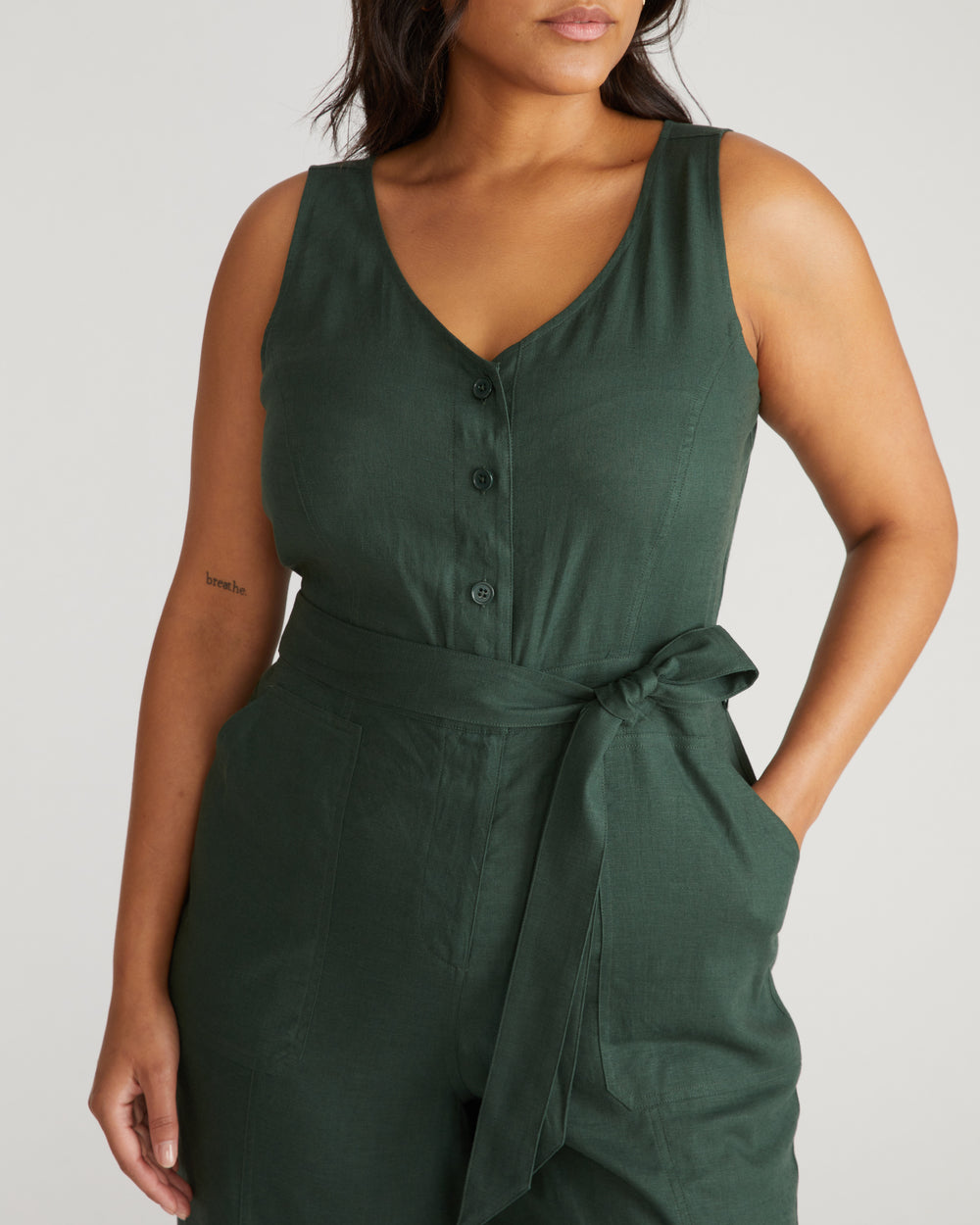 Matilda Linen Jumpsuit - Luscious Green