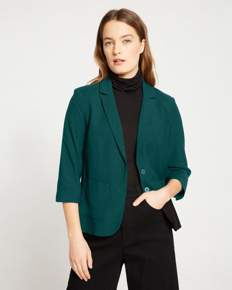 Meg Double Luxe Short Blazer - Forest Green