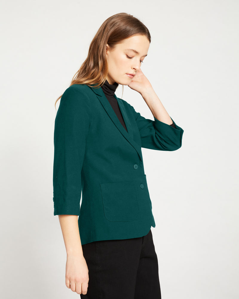 Meg Double Luxe Short Blazer - Forest Green