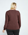 Crepe Jersey Gathered V-Neck Blouse - Brulee