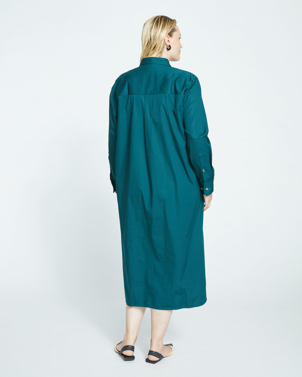 Odeon Stretch Poplin Shirtdress - Forest Green