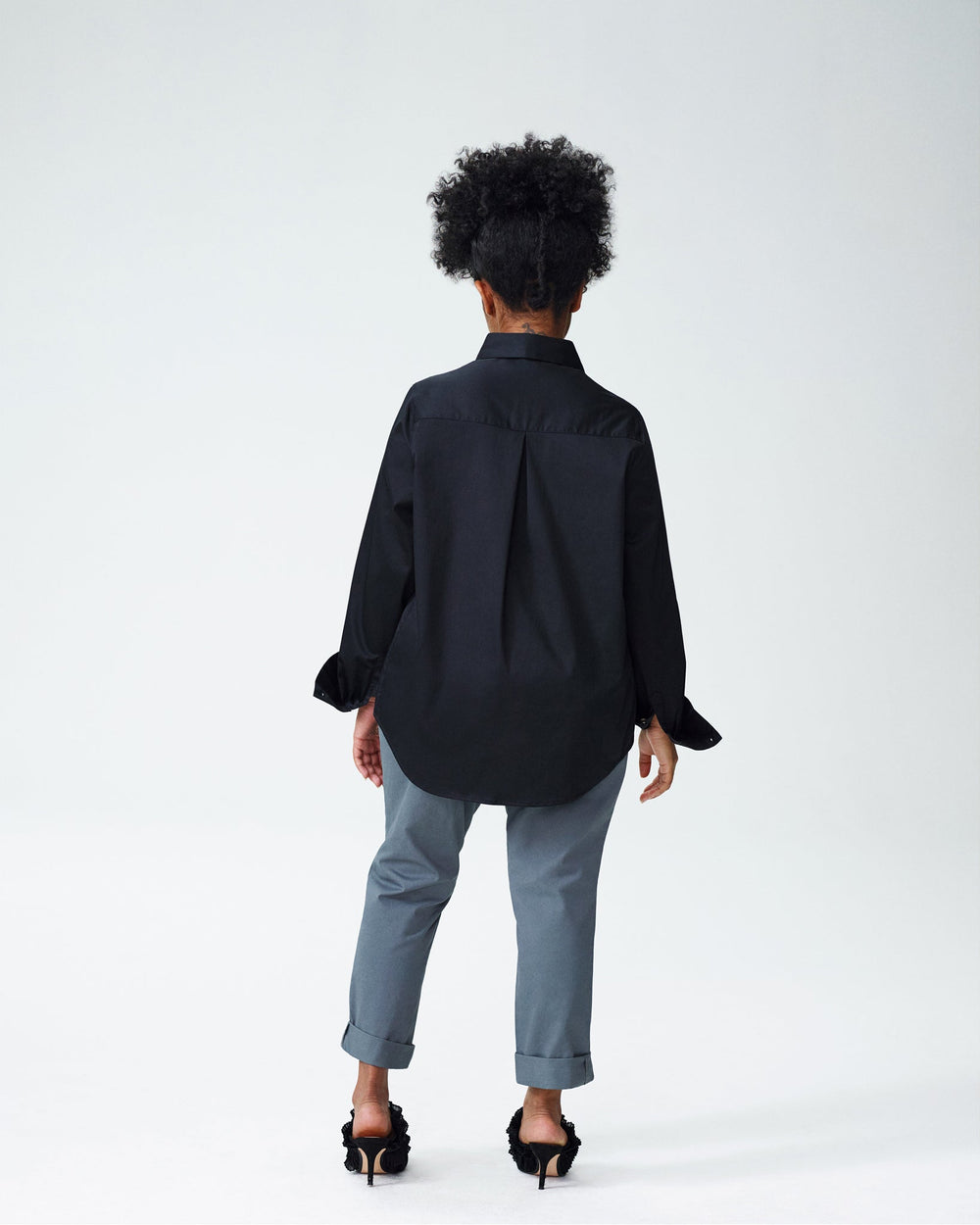 Elbe Popover Stretch Poplin Shirt Petite Fit - Black