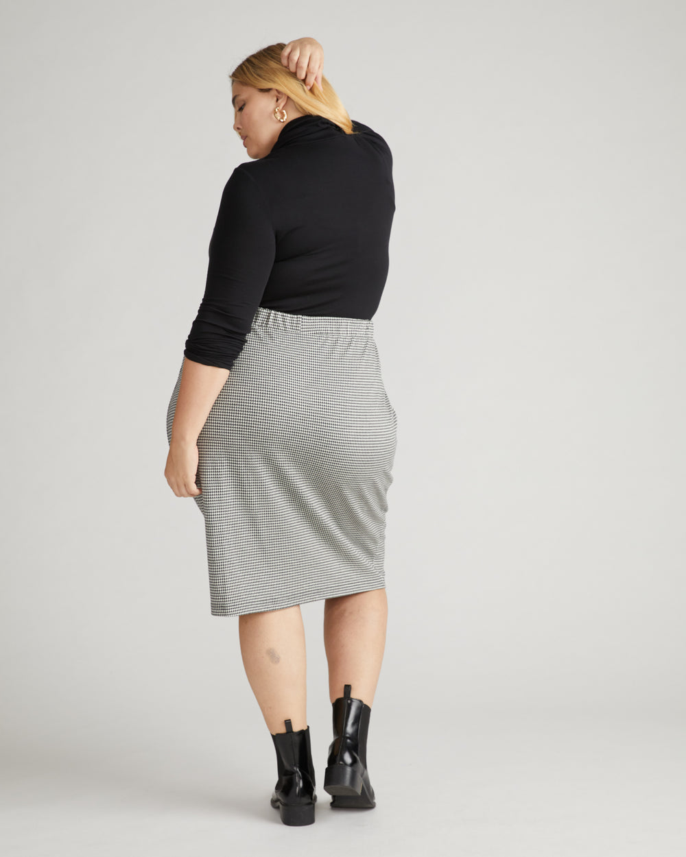 Danube Ponte Skirt - Black/White Houndstooth