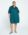 Stretch Poplin Rubicon Shirtdress - Forest Green