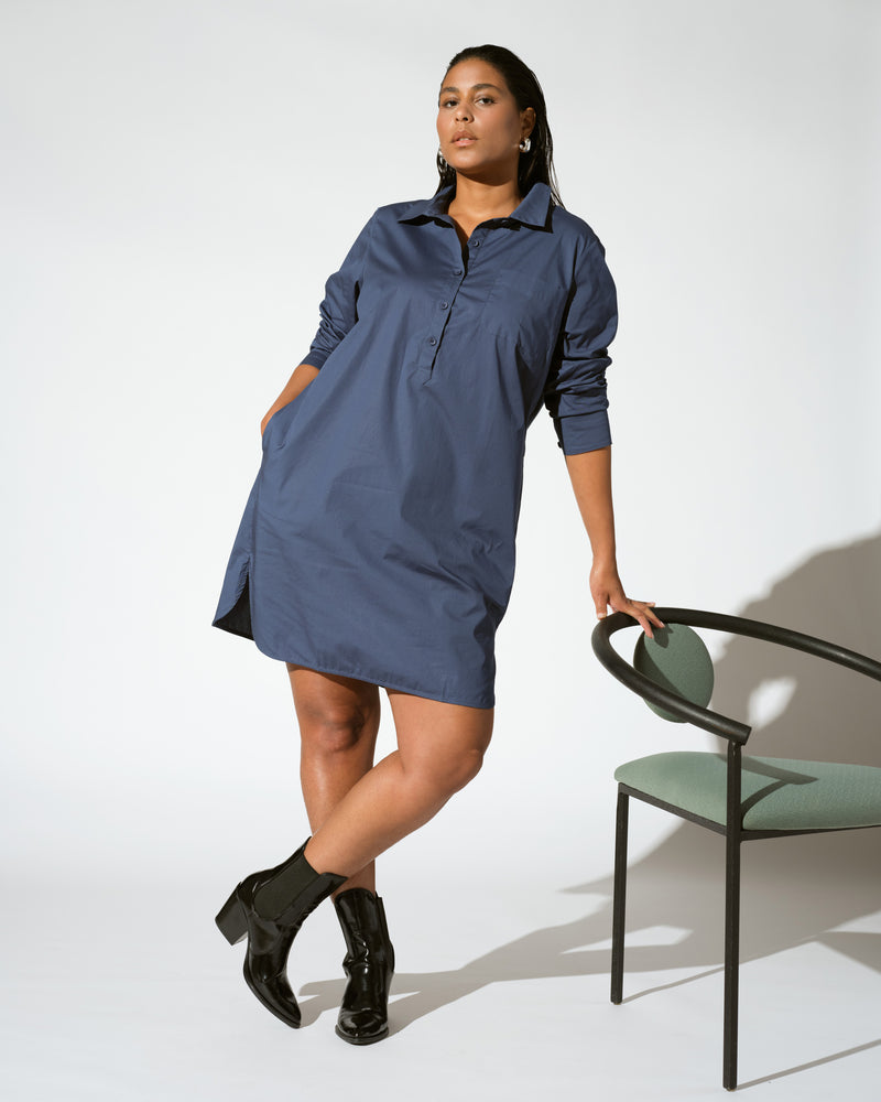 Stretch Poplin Rubicon Shirtdress - Bleu Scolaire