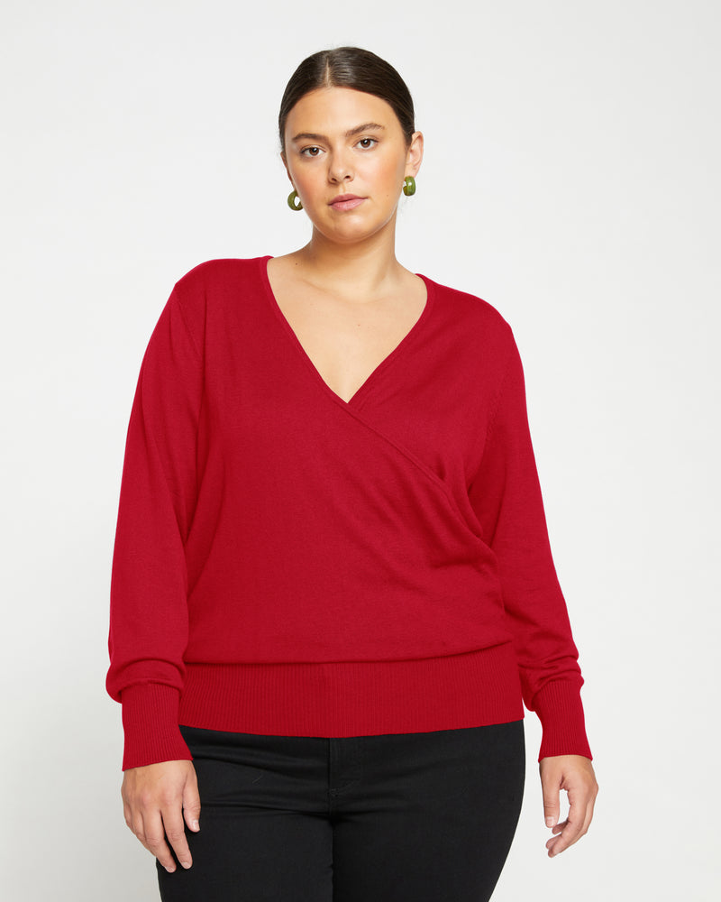 Statement Wrap Sweater - Vermilion Red