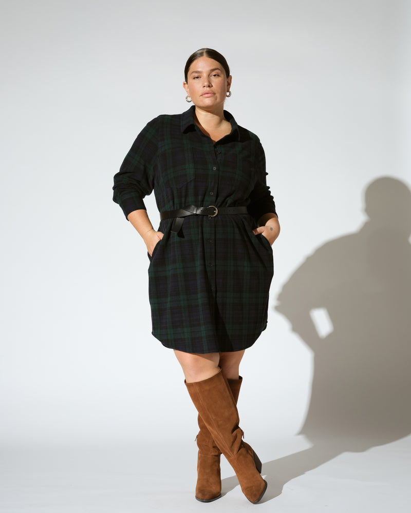 Maine Stretch Flannel Shirtdress - Yosemite Plaid