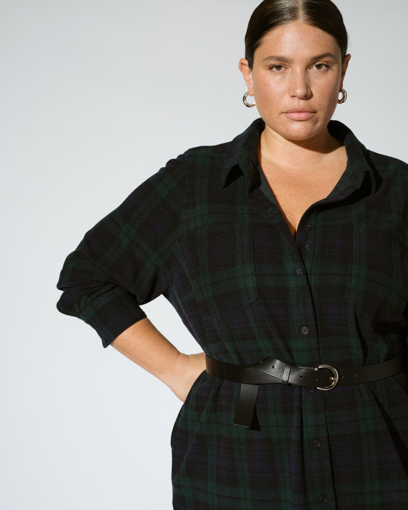 Maine Stretch Flannel Shirtdress - Yosemite Plaid