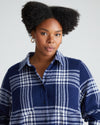 Maine Stretch Flannel Shirtdress - Ocean Plaid