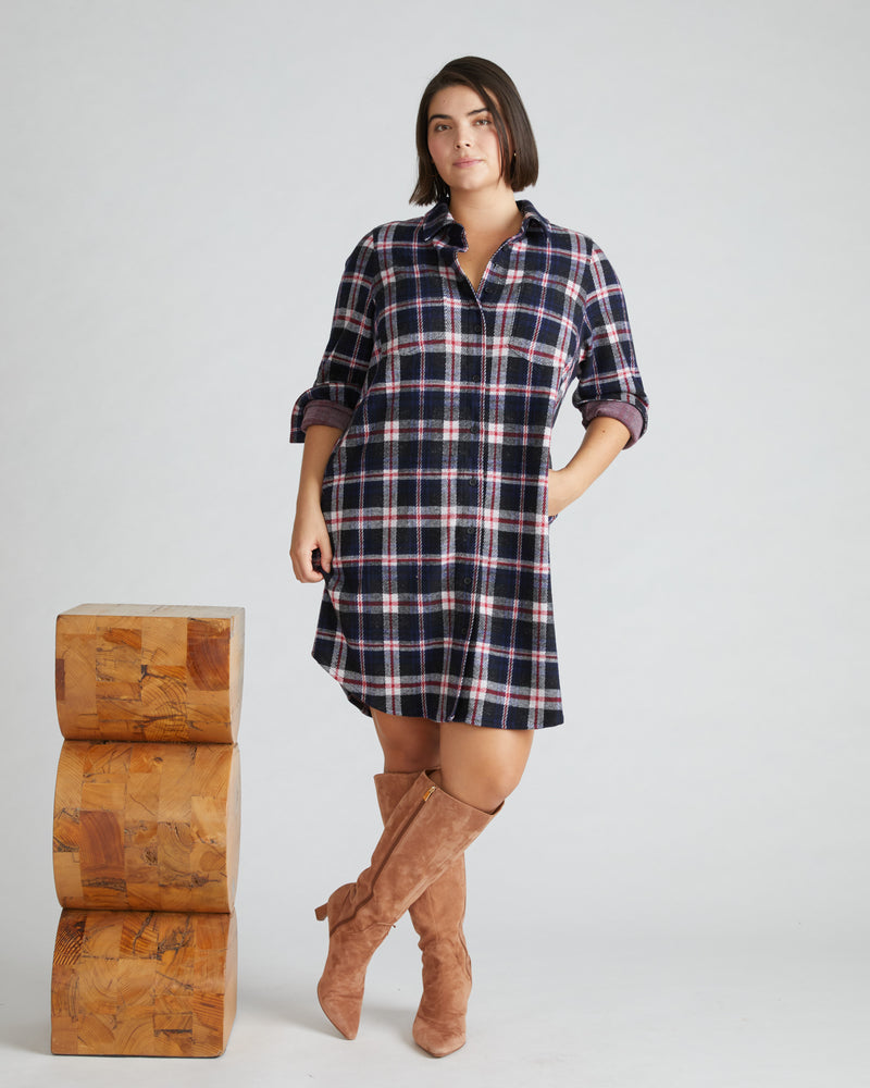 Maine Stretch Flannel Shirtdress - Heritage Plaid