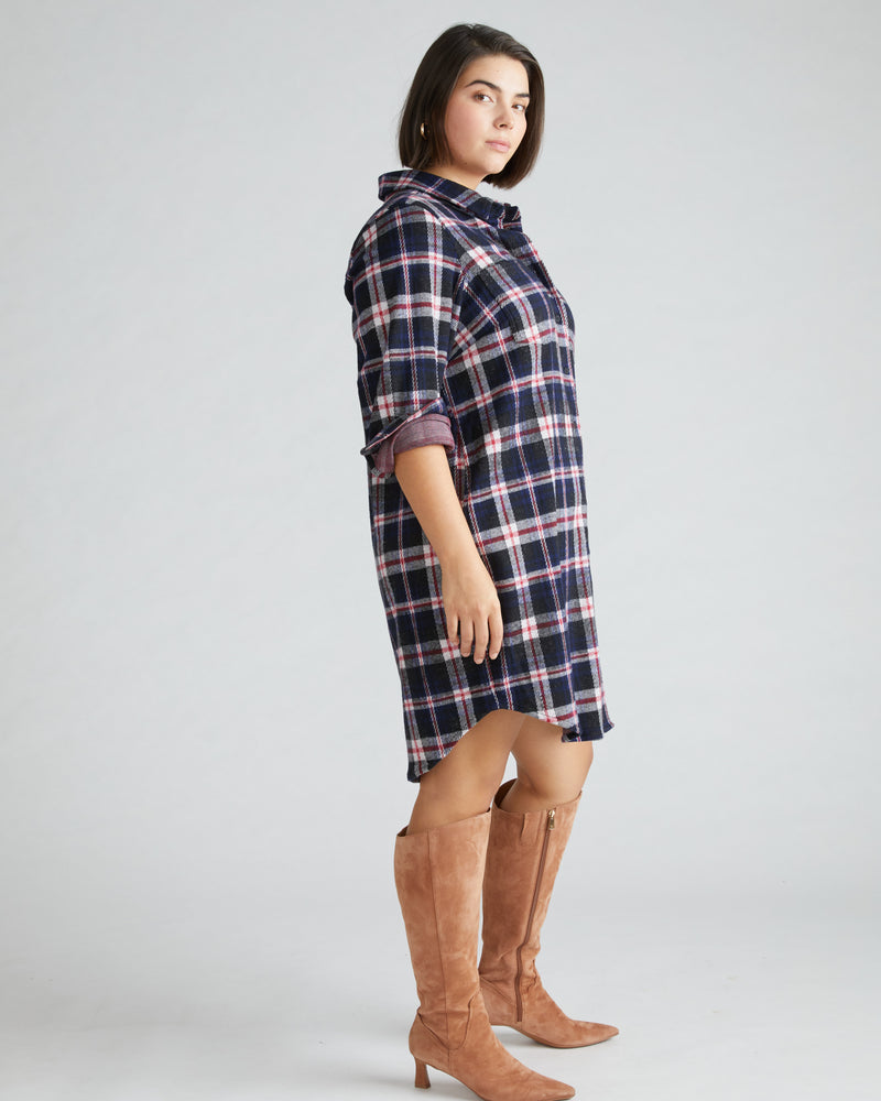 Maine Stretch Flannel Shirtdress - Heritage Plaid