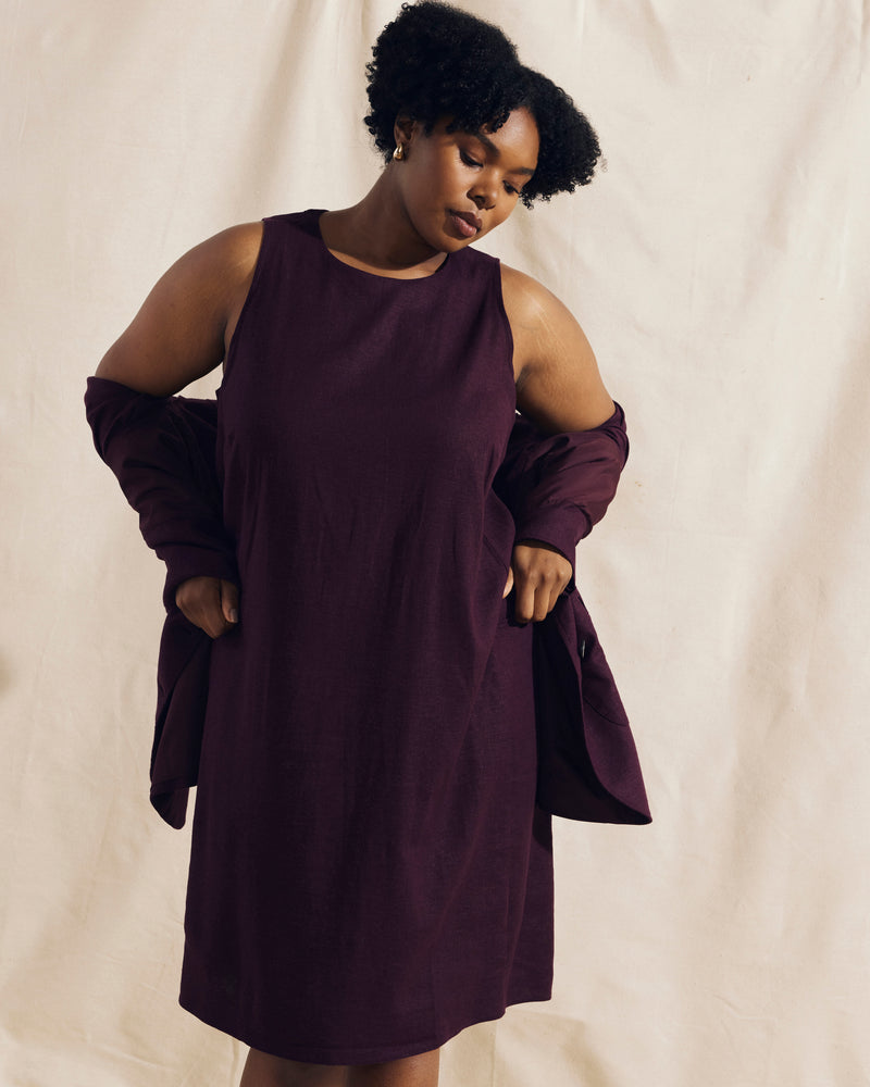 Terrace Linen Shift Dress - Acai