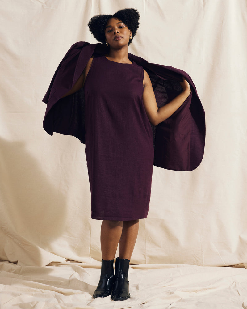 Terrace Linen Shift Dress - Acai