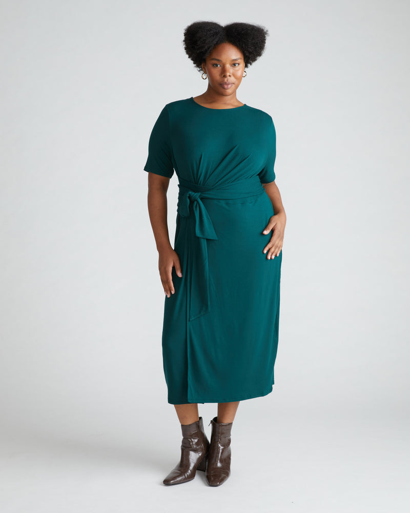 Delilah Liquid Jersey Dress - Forest Green