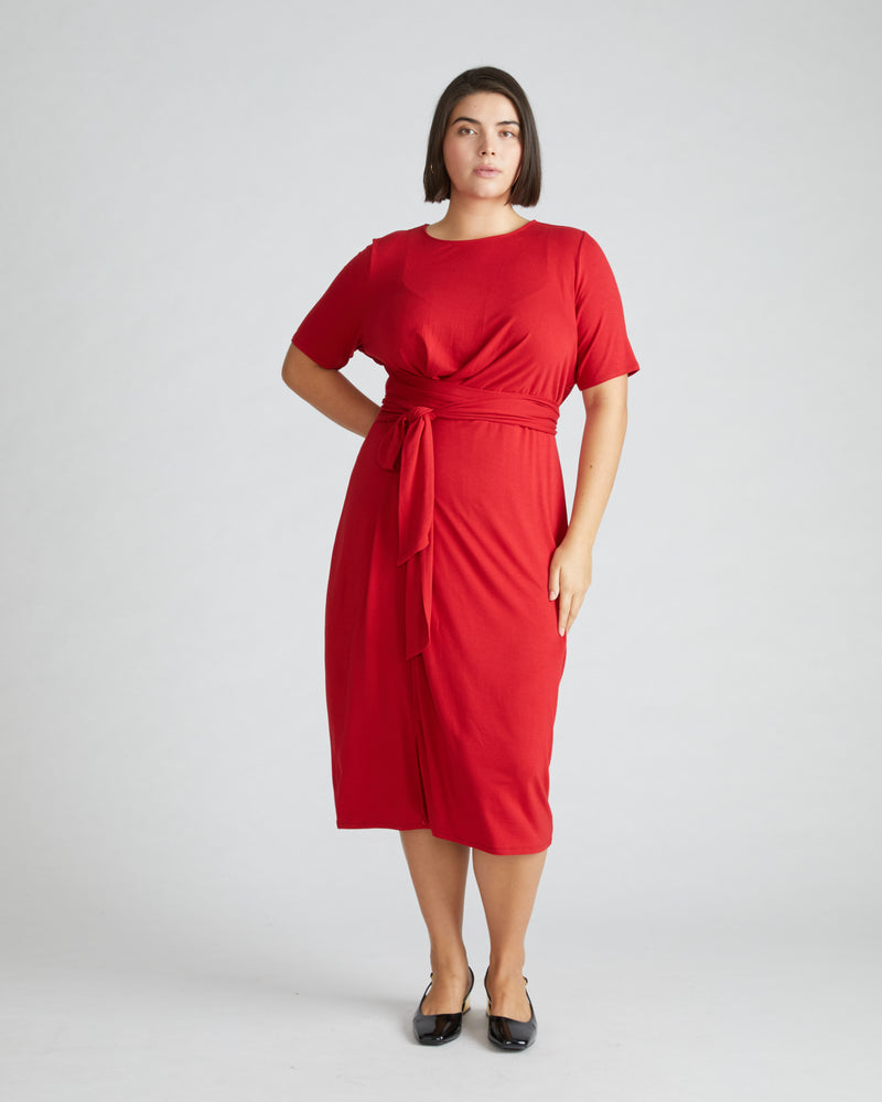 Delilah Liquid Jersey Dress - New York Red