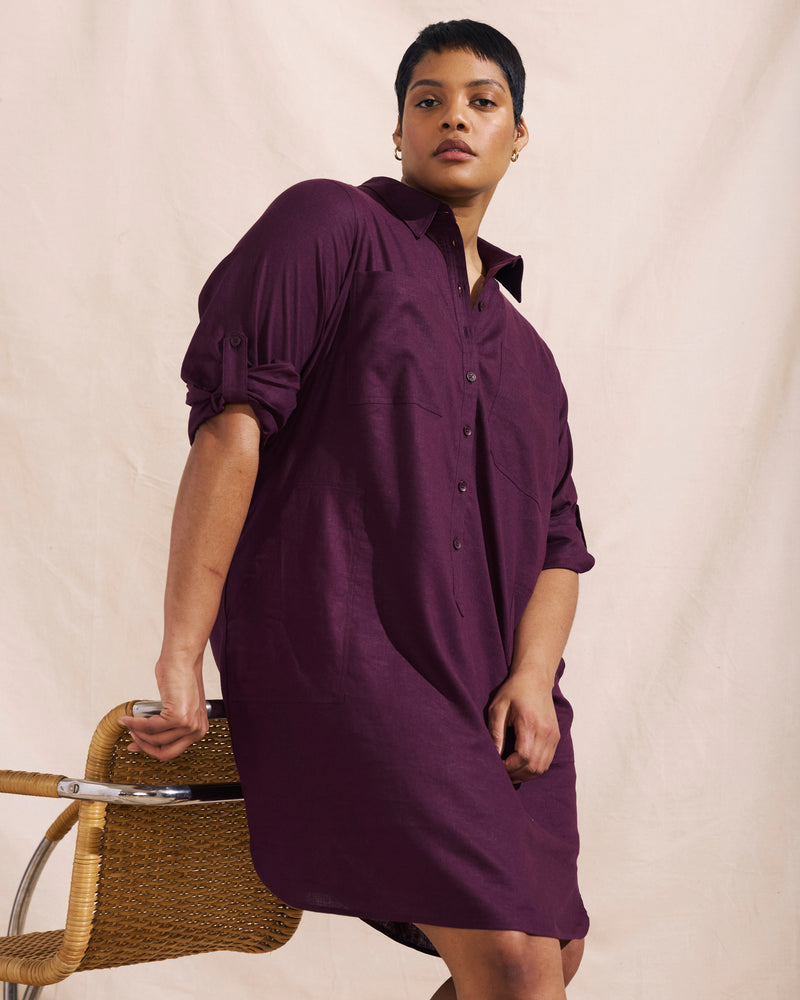 Linen Rubicon Shirtdress - Acai