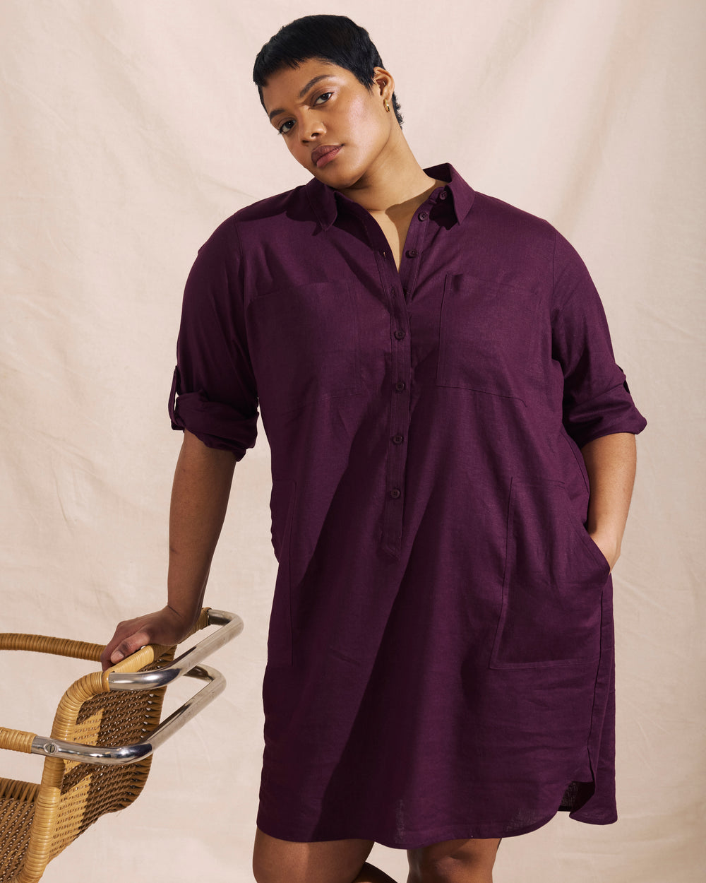 Linen Rubicon Shirtdress - Acai