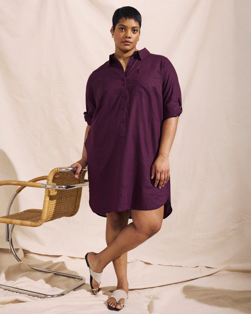 Linen Rubicon Shirtdress - Acai