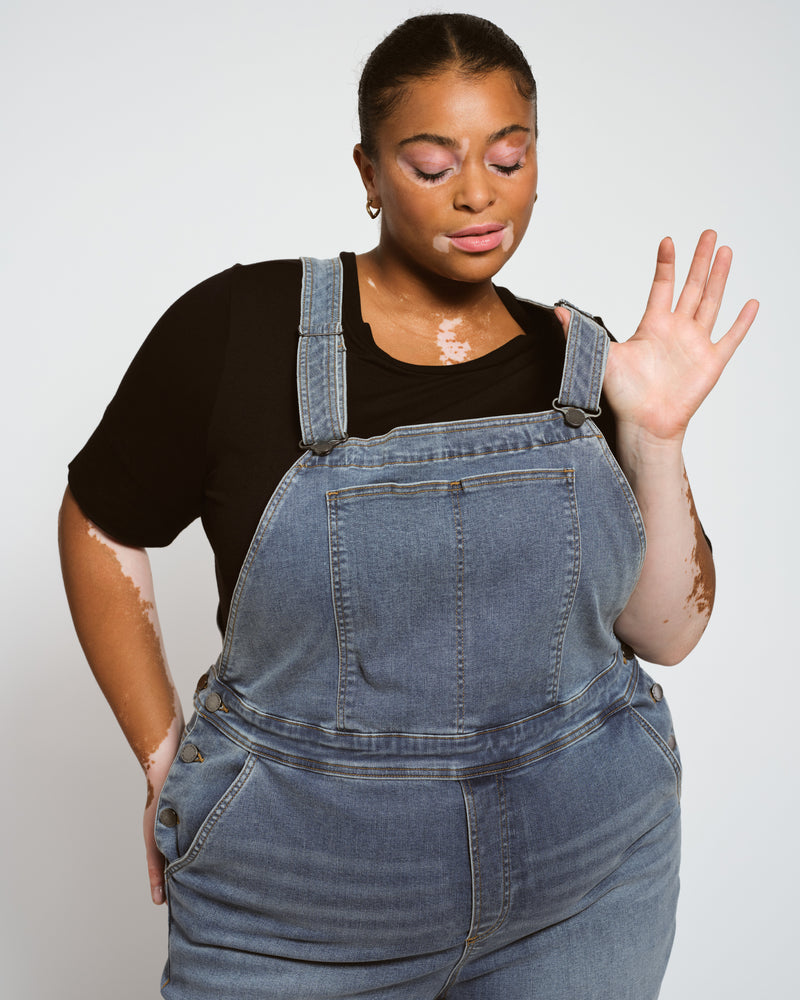 Casey Wide Leg Denim Overalls - Rizzo Blue