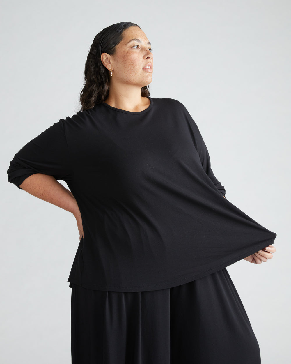 Pina Long Sleeve Lounge Tee - Black