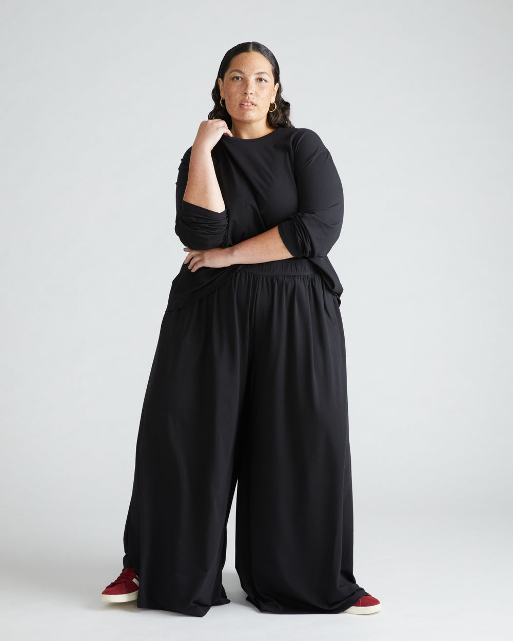 Isadora Wide Leg Lounge Pants - Black