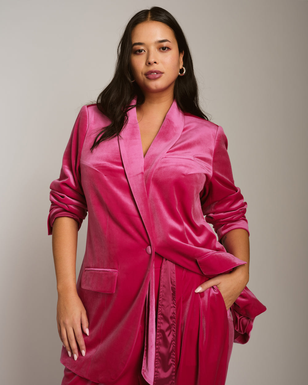 Luxe Velvet Blazer - Cerise