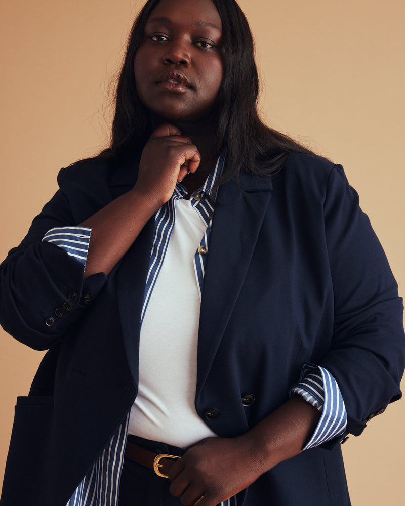 Bianca Double Breasted Ponte Blazer - Navy