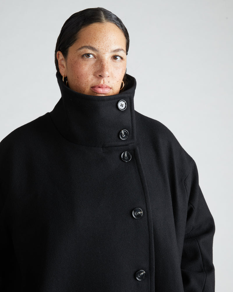 Marlo Cocoon Coat - Black