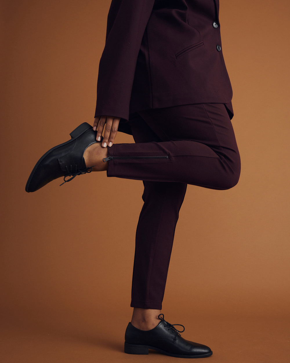 Moro Pocket Signature Ponte Pants - Black Cherry