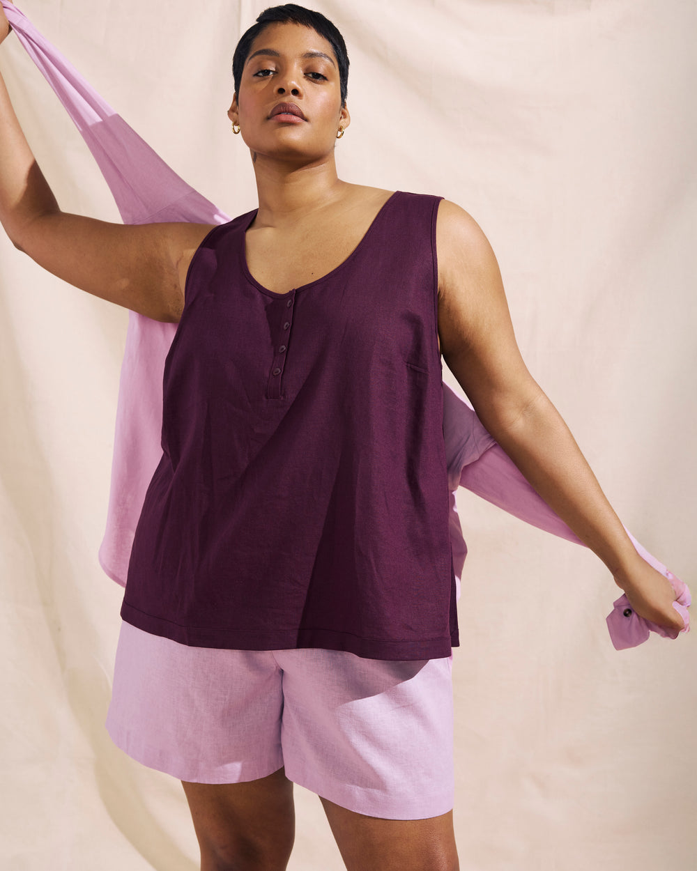 Juniper Linen Easy Pull-On Shorts - Lilac