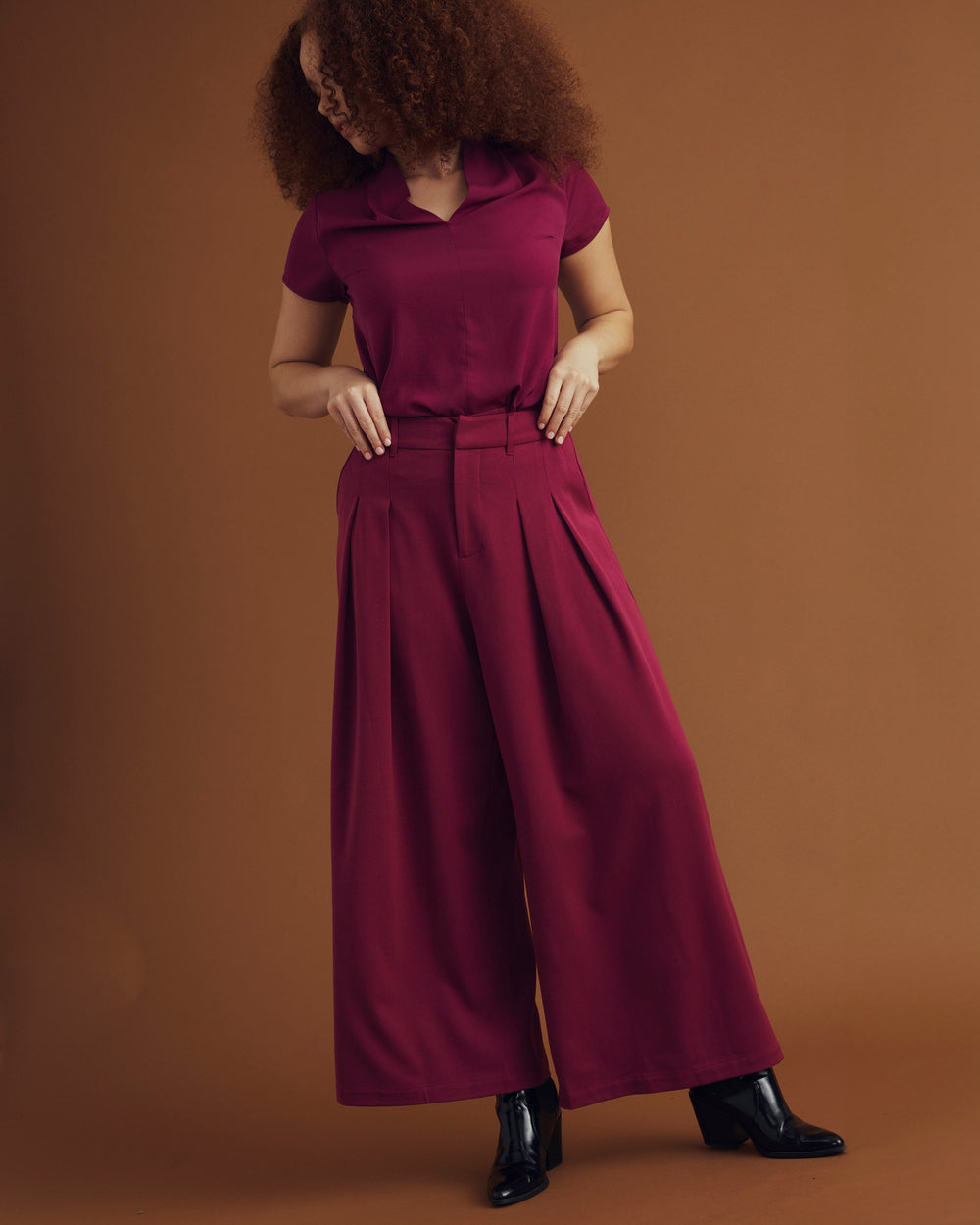 All Day Palais Wide Leg Pants - Goji Berry