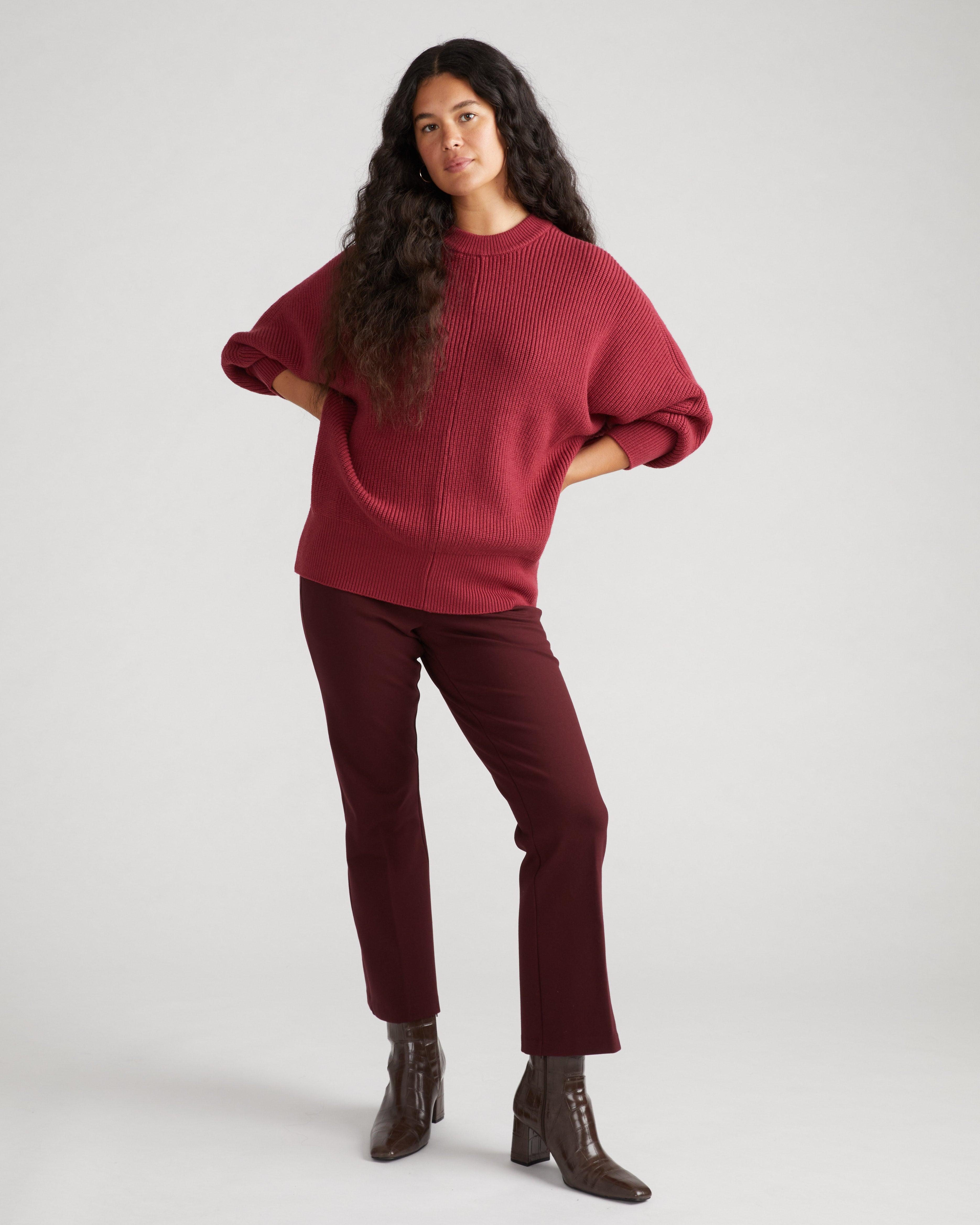 Prestige Ponte Flared Pants - Black Cherry