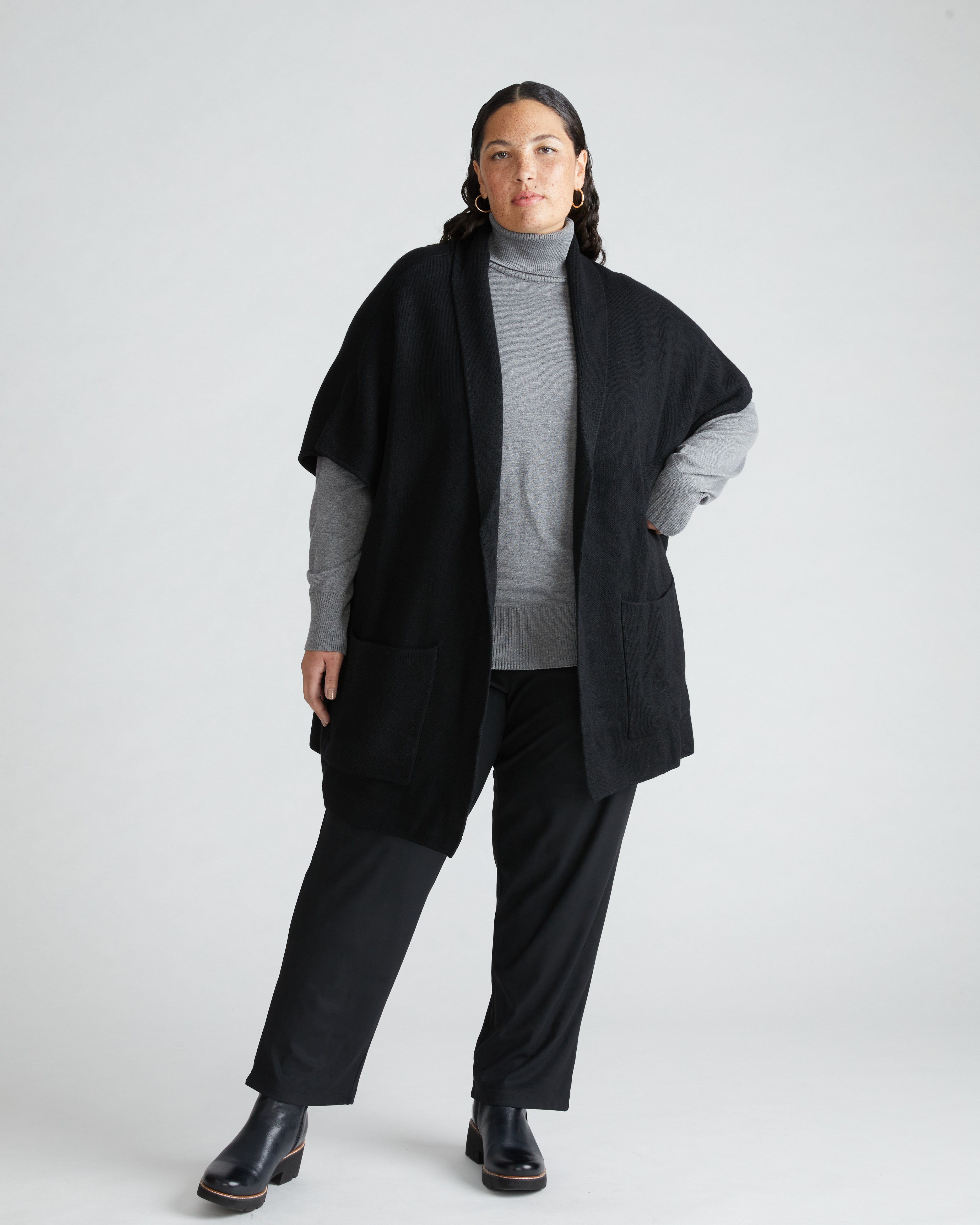 Akira Sweater Coat - Black