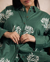 Dawn Linen Hi Low Tunic - Beachgrass Print in Green