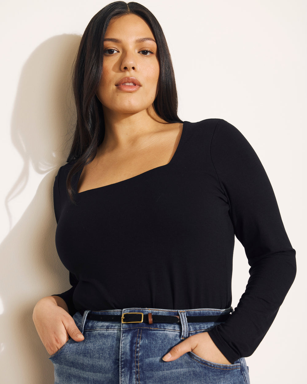 Agatha Liquid Jersey Top - Black