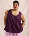 Henley Linen Tank - Acai