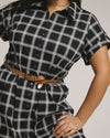 Sandy Stretch Poplin Shirtdress - Black/White Check