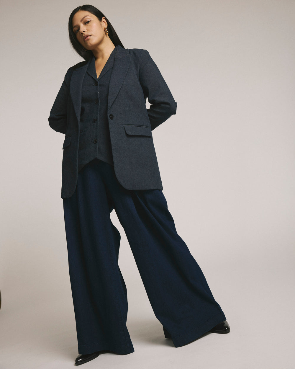 Denim Wide Leg Pant - Dark Indigo