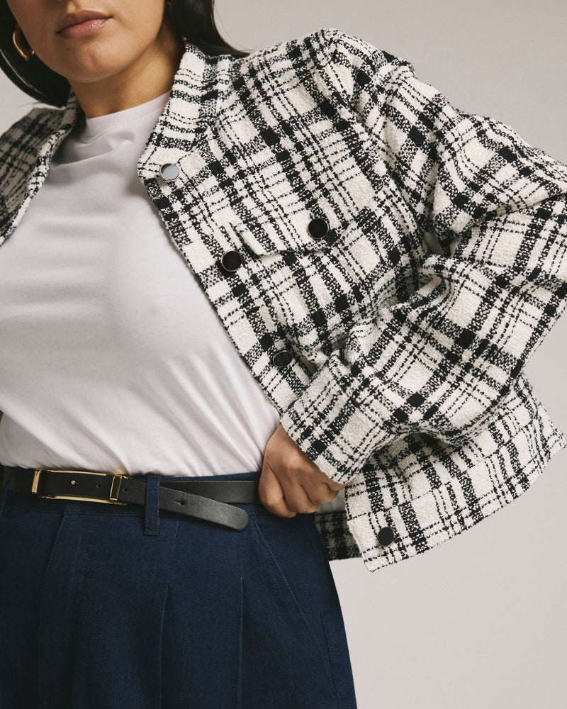 Tweed Lady Jacket - White/Black Plaid